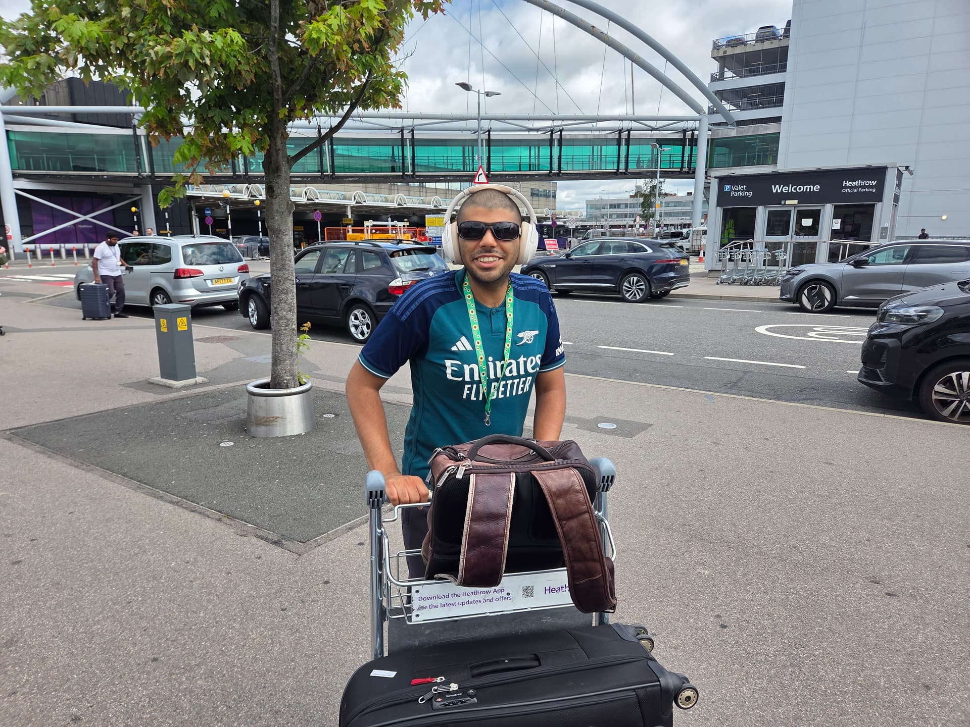 Danyal outside Heathrow Airport