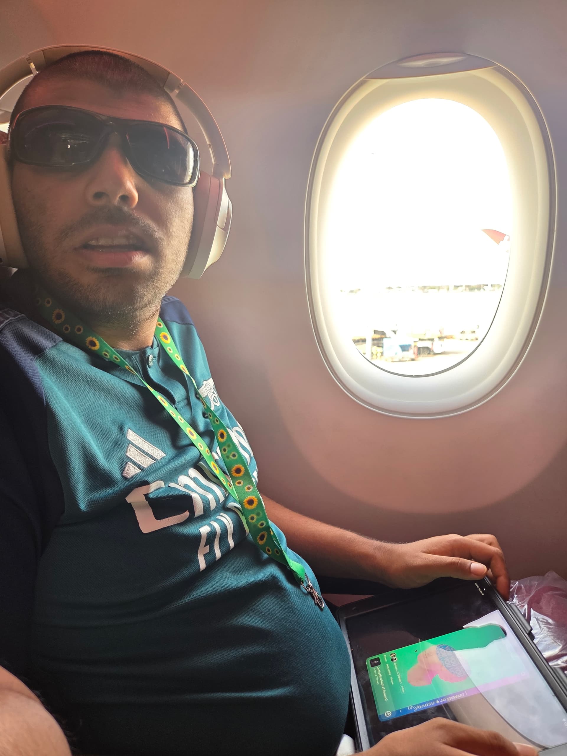 Danyal on the flight home